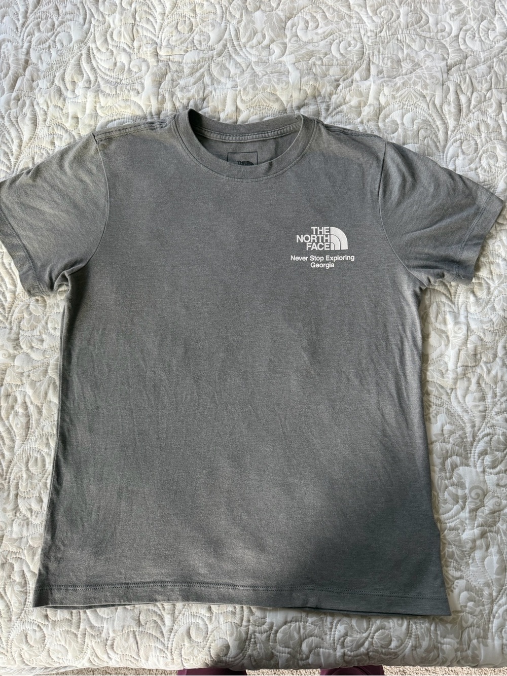 The North Face Gray Tee with Red Georgia Print